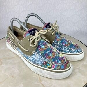Sperry Top-Sider Floral Paisley Canvas Boat Shoes Women Sz 8.5 Coastal Nautical
